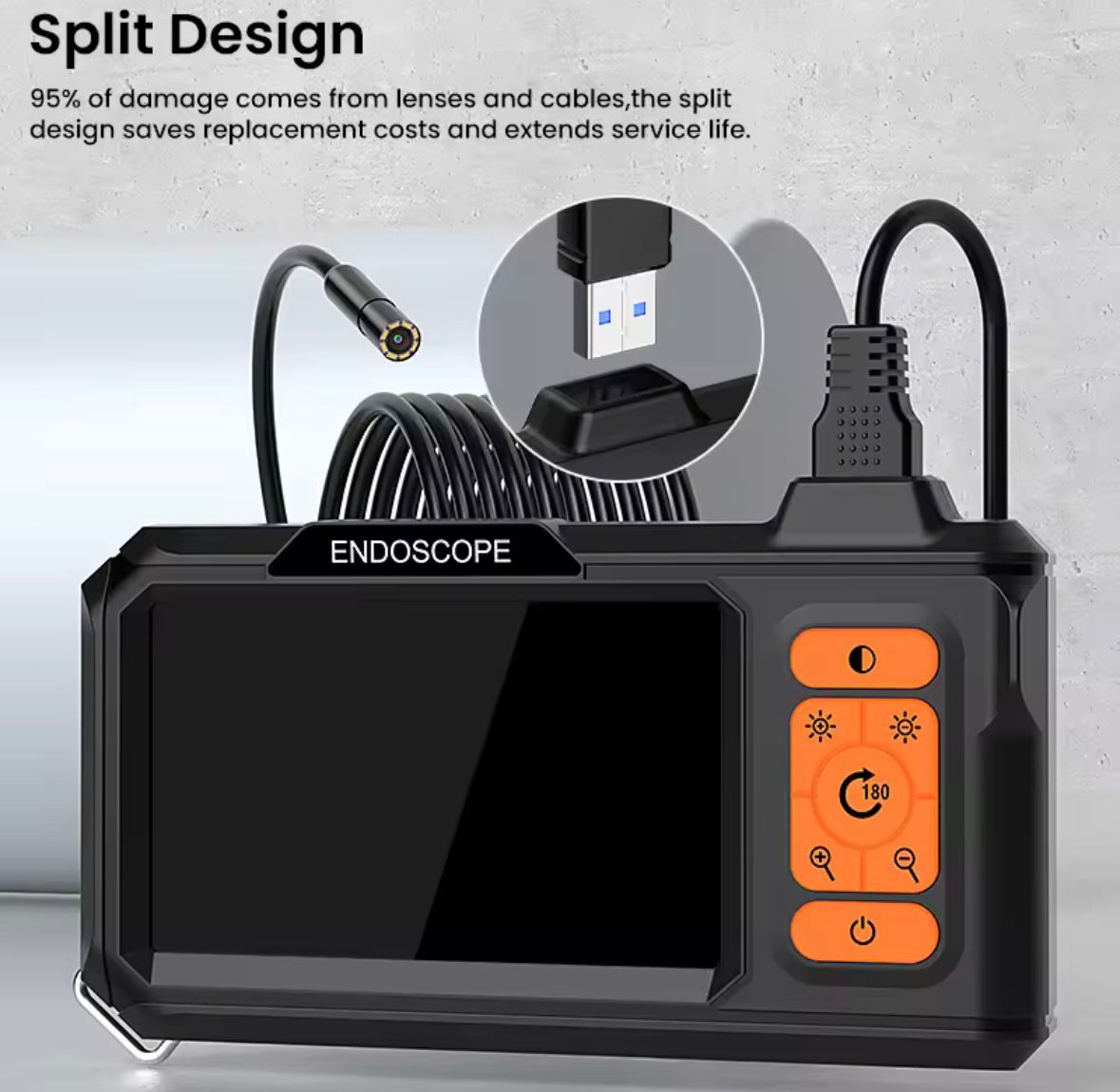 Cámara Endoscópica T31A 30 Metros 1080P IP67 Pantalla 4.3