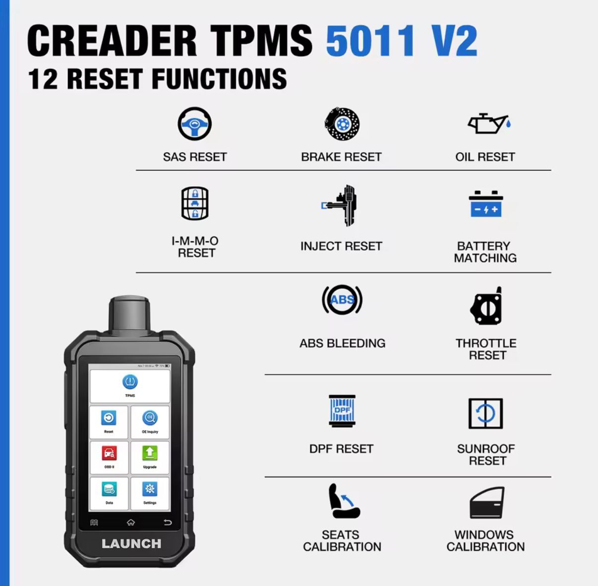 Launch X431 TPMS 5011 V2 Escáner TPMS Profesional 3 en 1