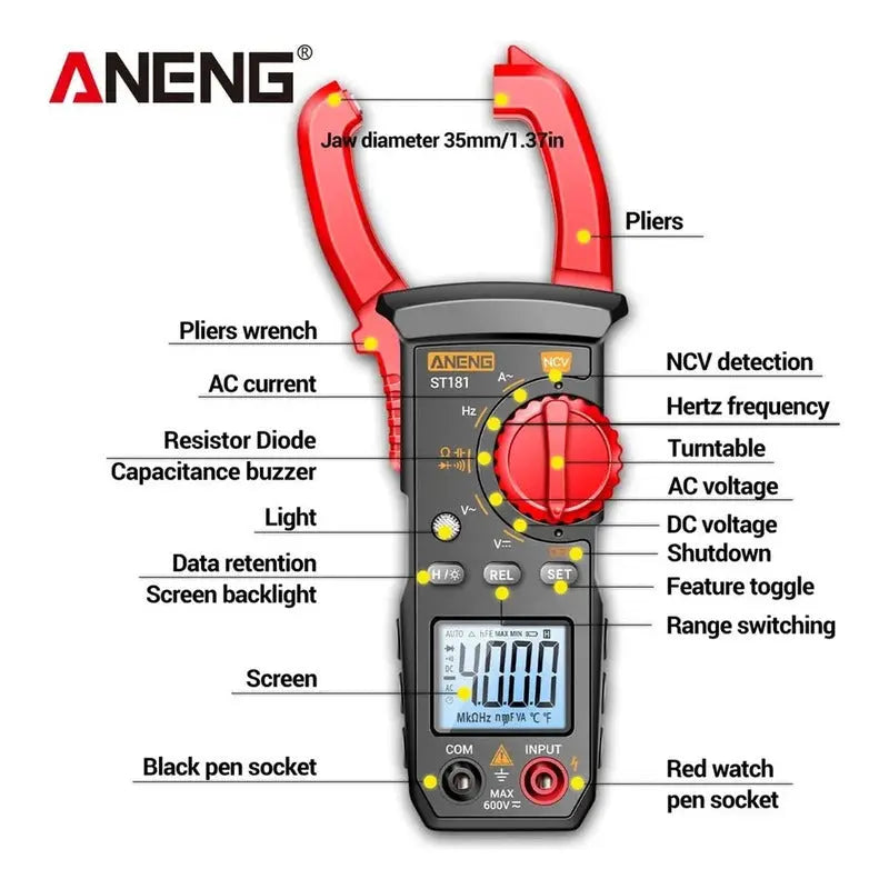Pinza Amperimétrica, Multitester, Multímetro Digital Aneng thor insumos