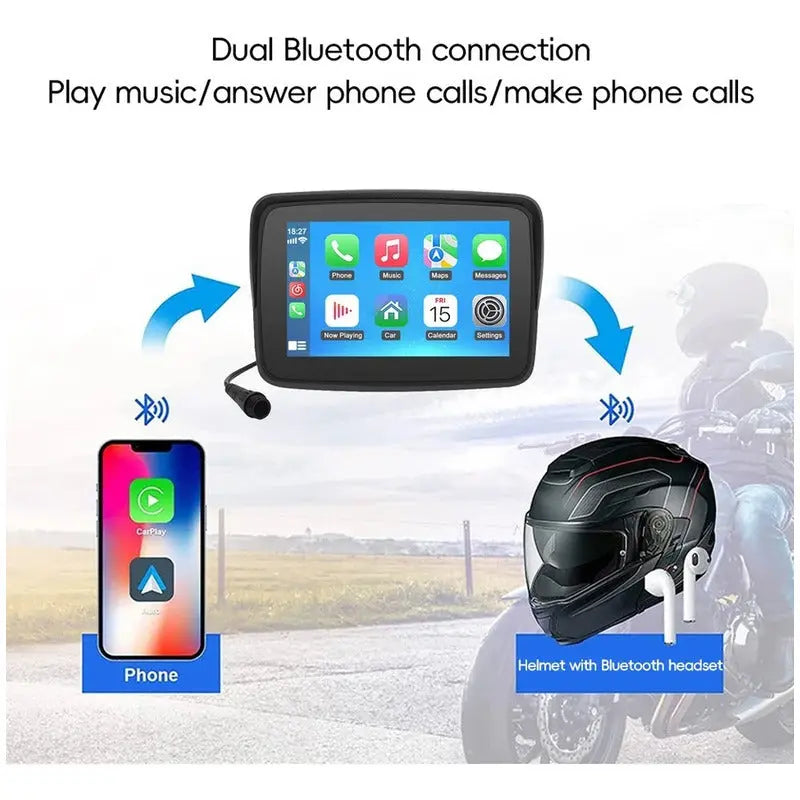 Pantalla Tactil A Prueba De Agua Carplay/android Para Moto  Negro - thor insumos