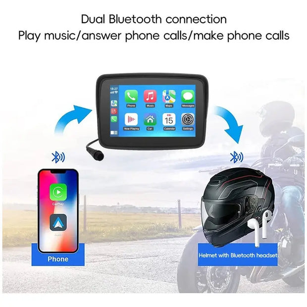 Pantalla Tactil A Prueba De Agua Carplay/android Para Moto  Negro - thor insumos
