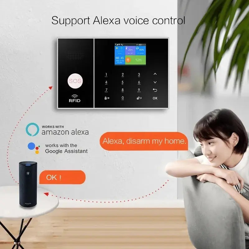 Sistema De Alarma Tuya Alexa, Gsm, Wifi, Seguridad  Blanco - thor insumos