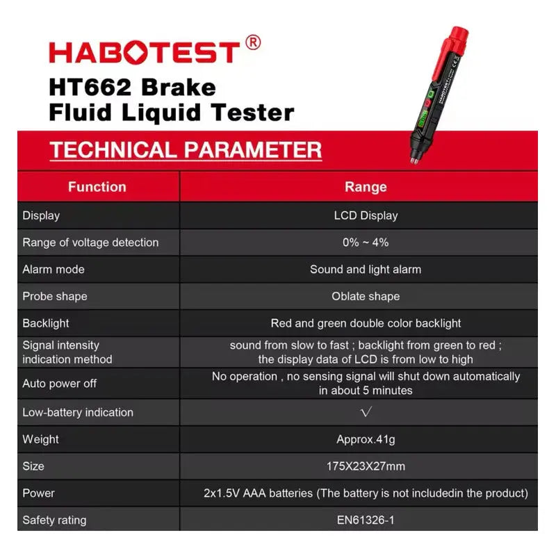 Medidor De Líquido De Freno Para Auto/ Habotest - thor insumos