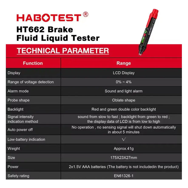 Medidor De Líquido De Freno Para Auto/ Habotest - thor insumos