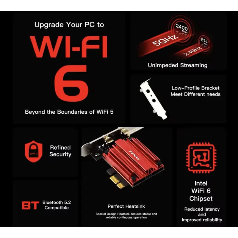 Antena, Adaptador Wifi, 1800mbps, Bluetooth 5,2, Banda Dual thor insumos