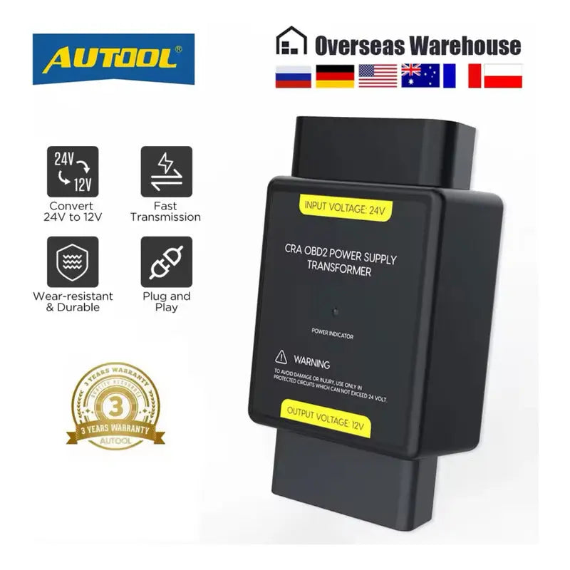Convertidor/adaptador Obd Autool Para Vehículos De 24v A 12v - thor insumos