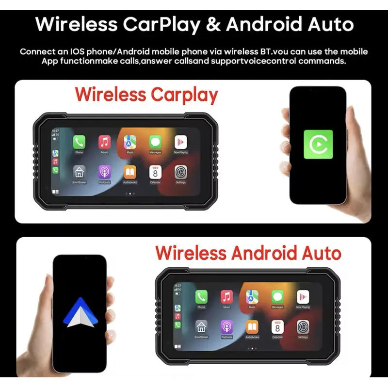 Pantalla Carplay Para Moto A Prueba De Agua/iPhone/android Negro thor insumos