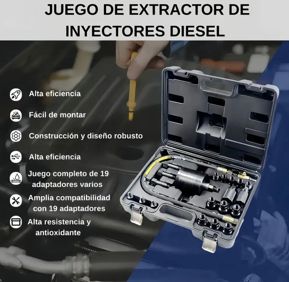Kit Extractor Inyectores Diésel 19 Adaptadores