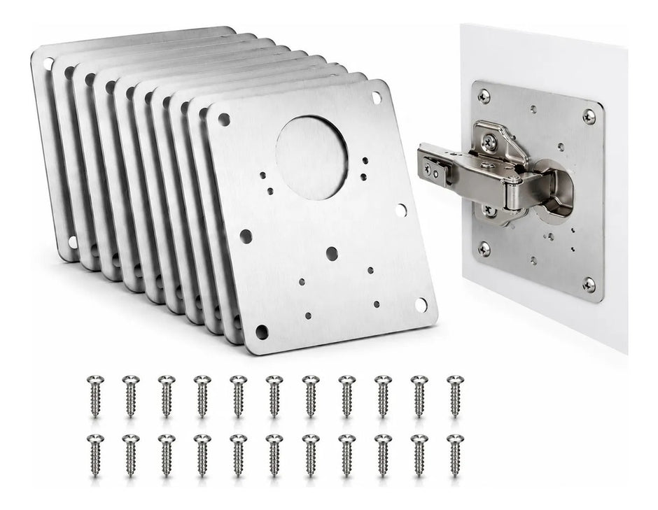 Kit 10 Placas Reparación Bisagras Acero + Tornillos