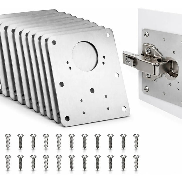 Kit 10 Placas Reparación Bisagras Acero + Tornillos