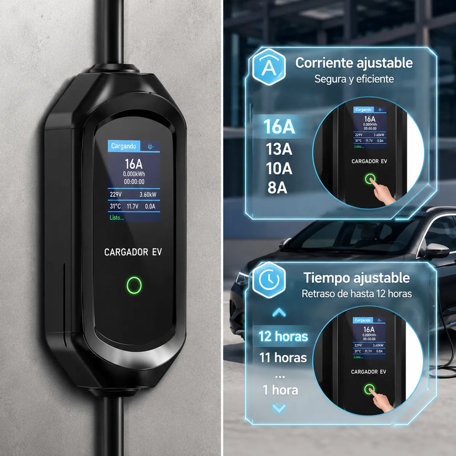Cargador Ev Portátil GBT Tipo 1 Sae J1772 Con Wifi 3500w Blanco