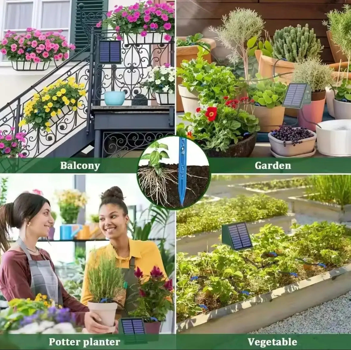 Kit De Riego Automático Solar Por Goteo Para Jardín Y Maceta