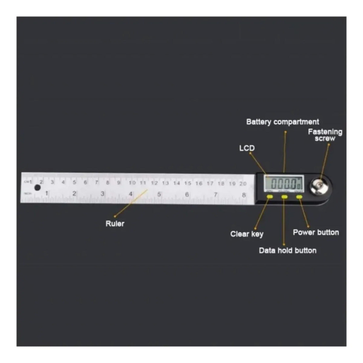 Transportador Digital Ángulos 360° Acero Inoxidable