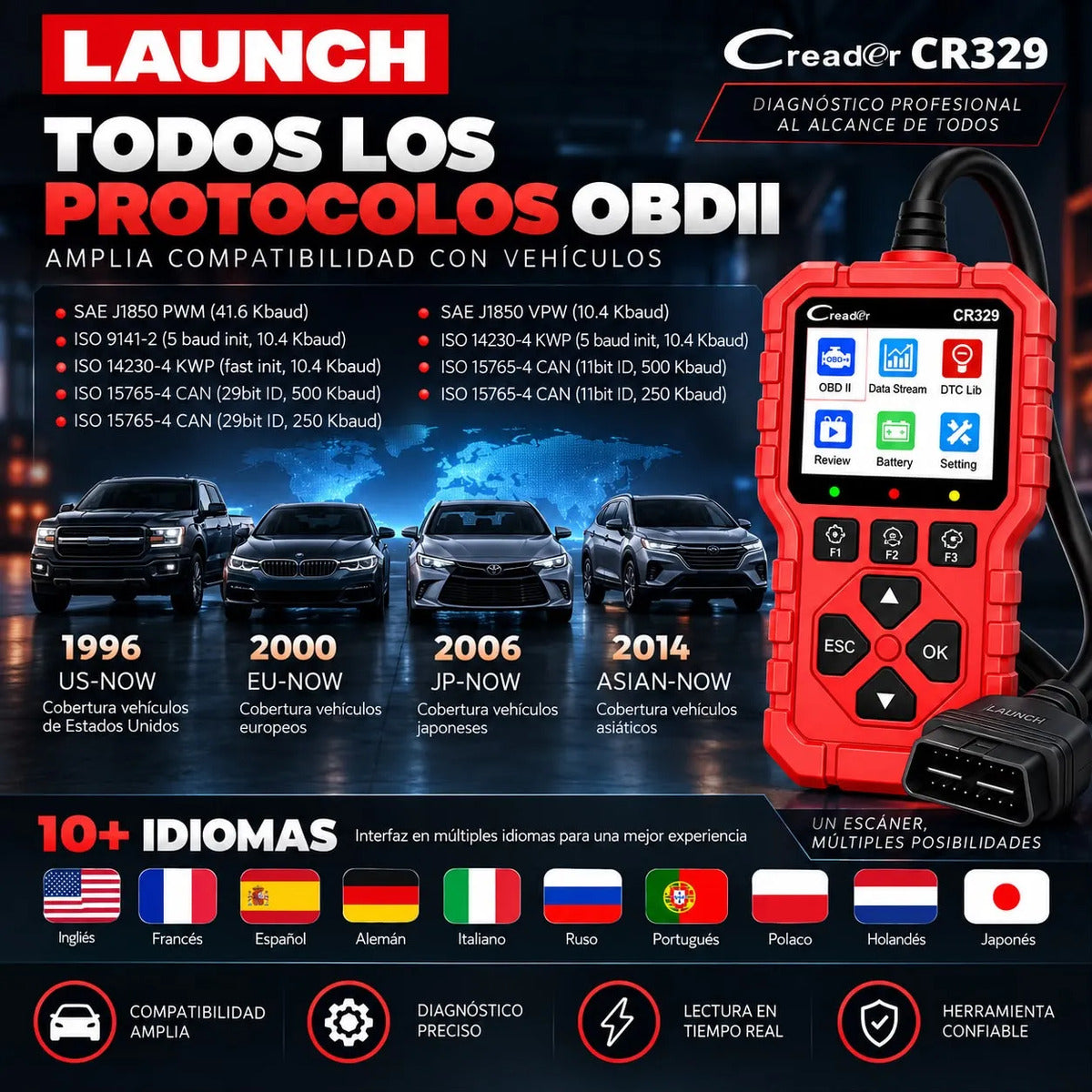 Escáner Obd2 Launch Creader 329/ Ultimo Modelo/ Automotriz
