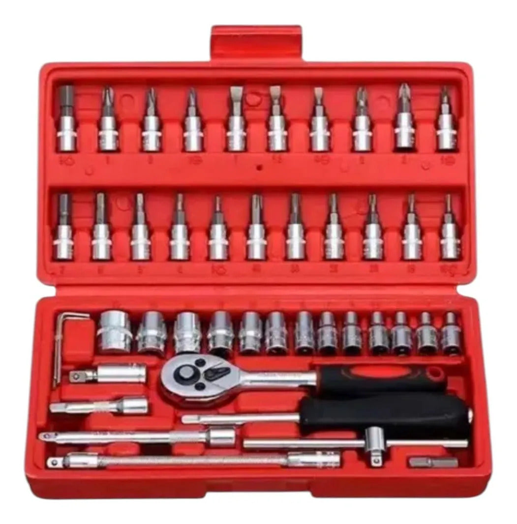 Set Dados 46 Piezas 1/4 Profesional Autos Motos Herramientas