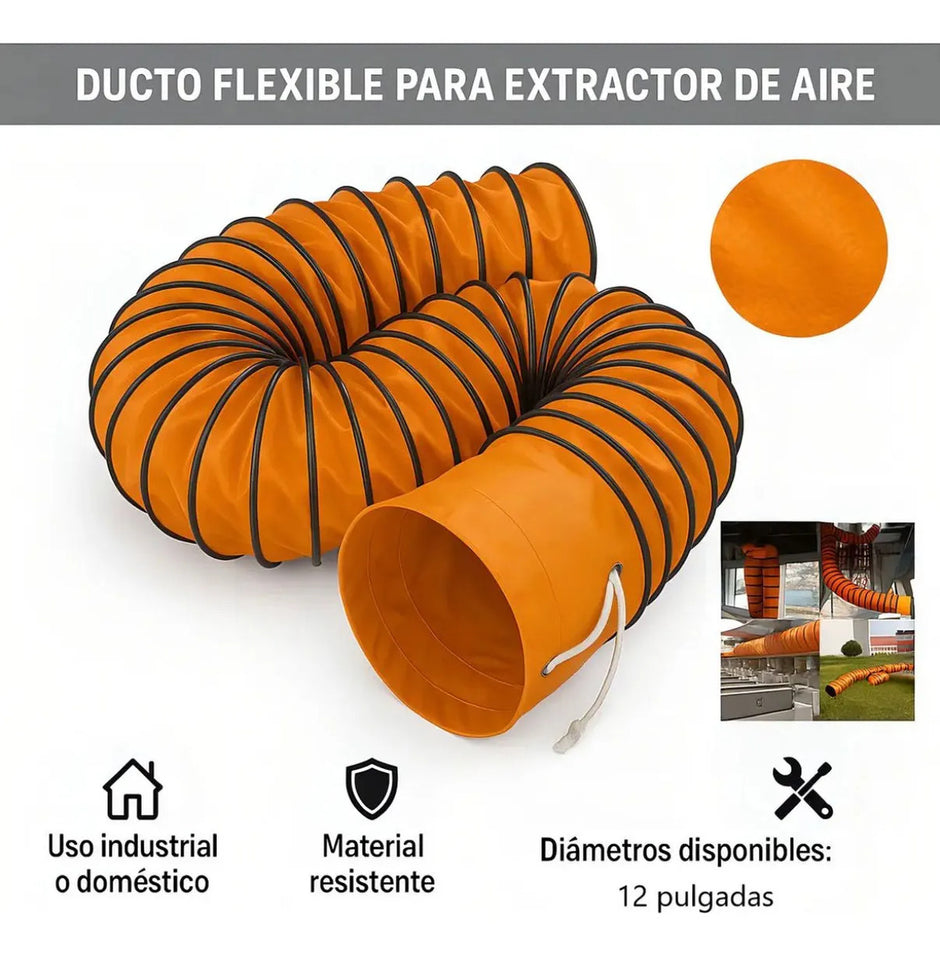 Ducto Flexible Extractor 12'' 30cm Industrial 10 Metros