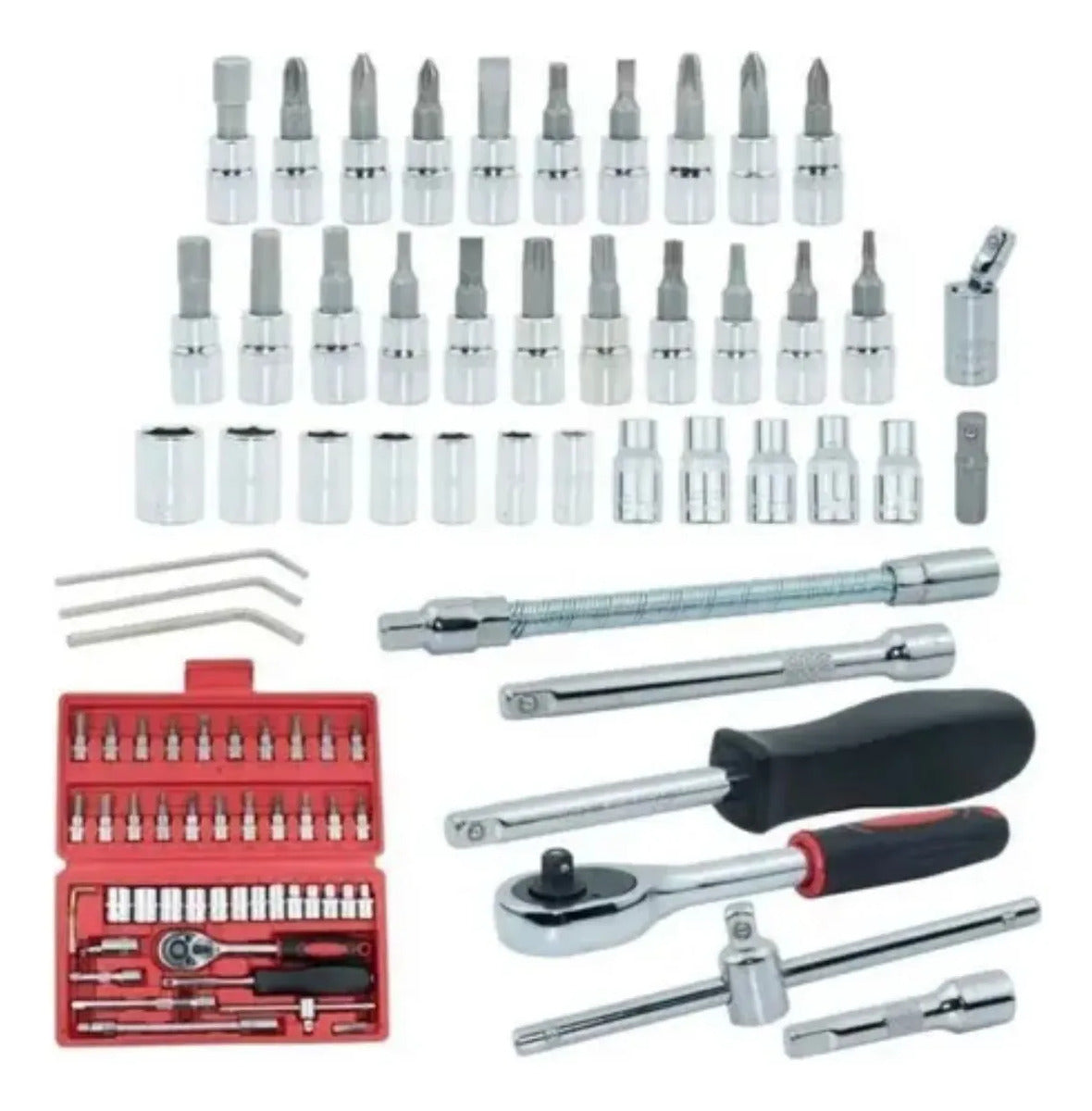Set Dados 46 Piezas 1/4 Profesional Autos Motos Herramientas