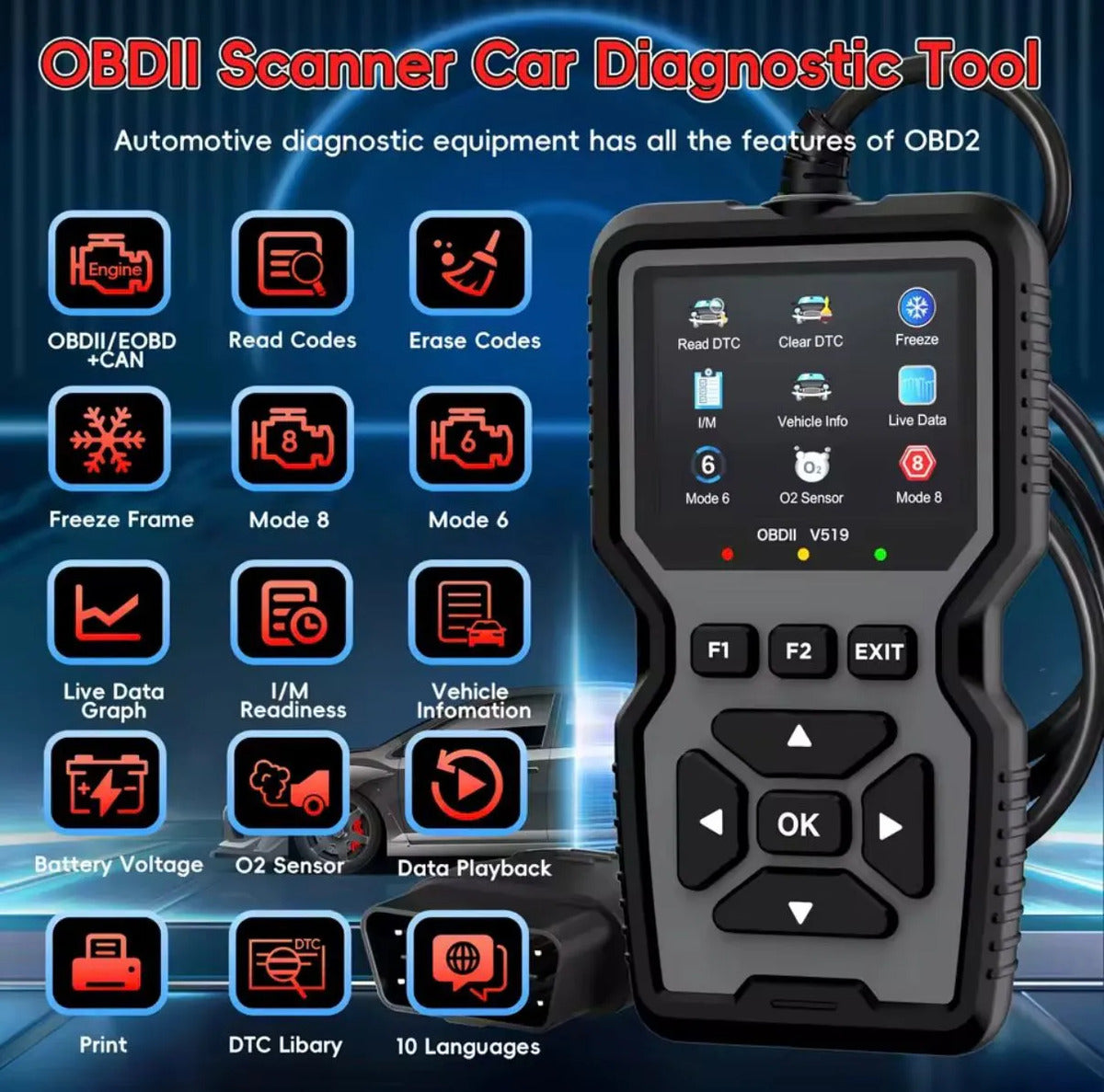 Escáner Obd2 V519 Lector De Códigos Para Vehículos
