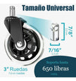 Pack 5 Ruedas Silicona Para Silla Oficina Gamer 11x22mm
