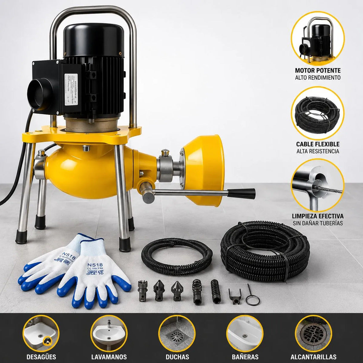 Máquina Destapadora Cañerías Profesional, Gasfiteria