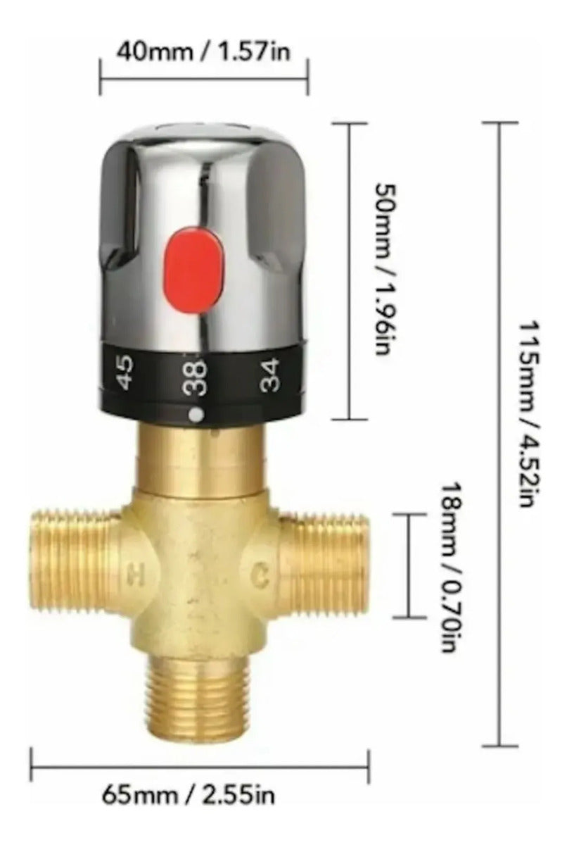 Válvula Mezcladora Termostática Ajustable Latón Baño