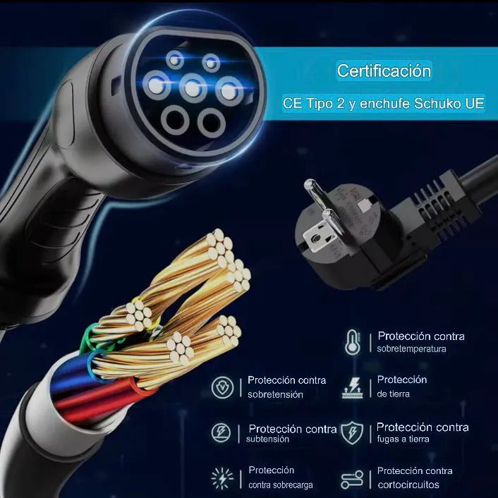 Cargador Ev Portátil Afeev Tipo 2 3.5kw 16a Wifi