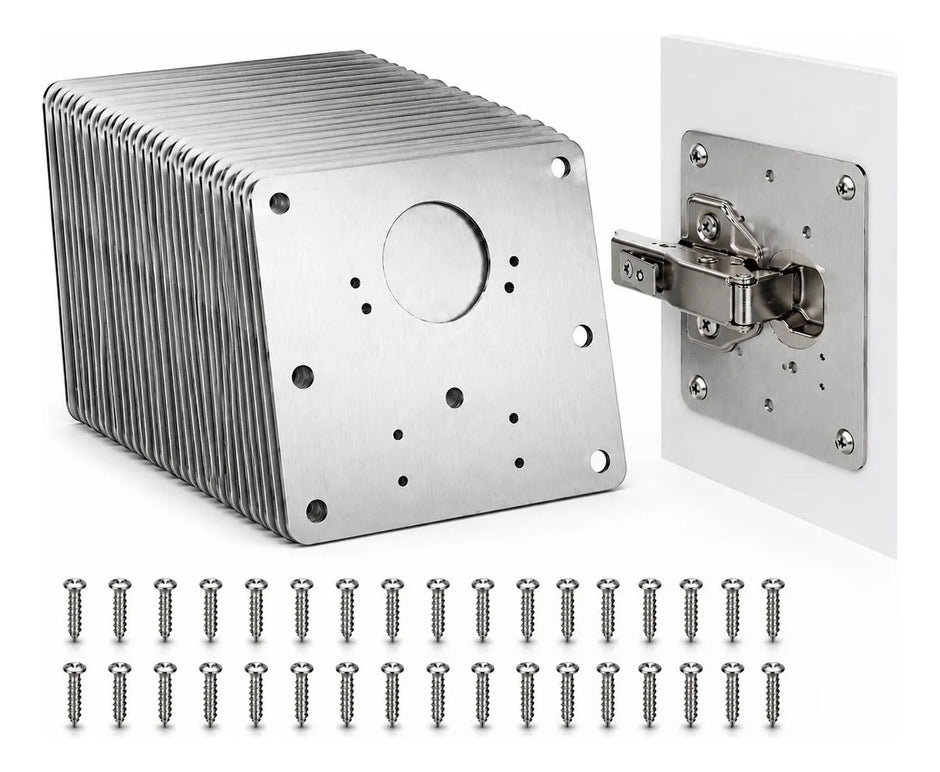 Kit 30 Placas Reparación Bisagras Acero + Tornillos