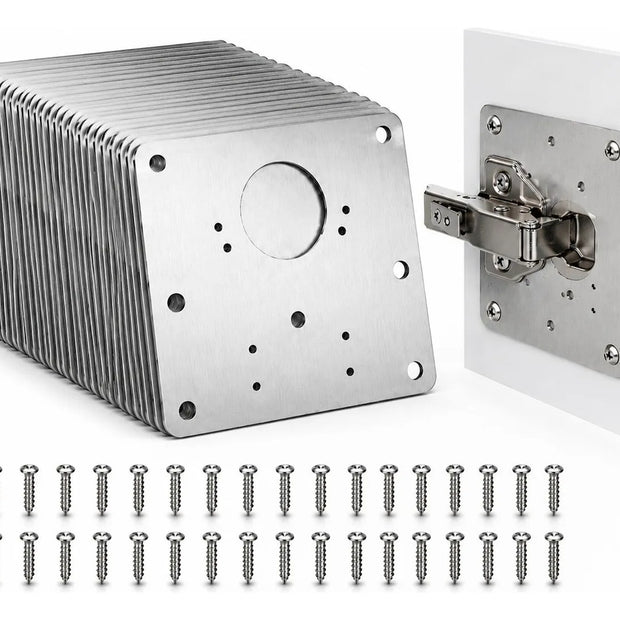 Kit 30 Placas Reparación Bisagras Acero + Tornillos
