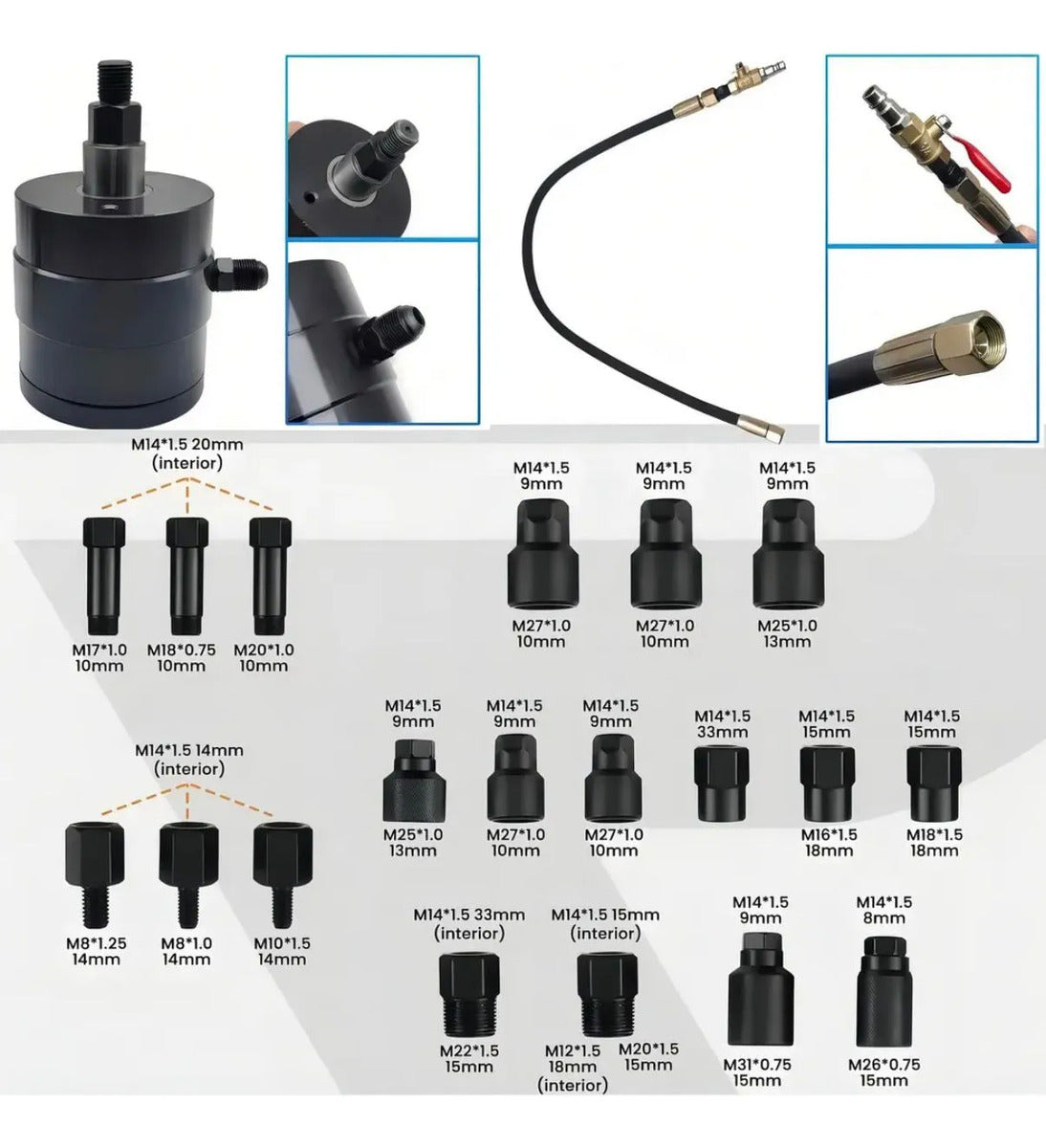 Kit Extractor Inyectores Diésel 19 Adaptadores