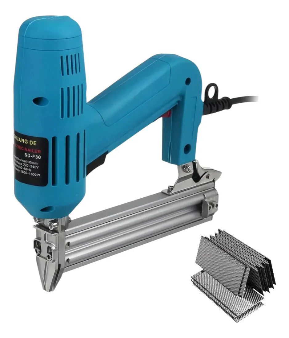 Clavadora Eléctrica F30 1800w 220v Grapadora 2 En 1 + Clavos