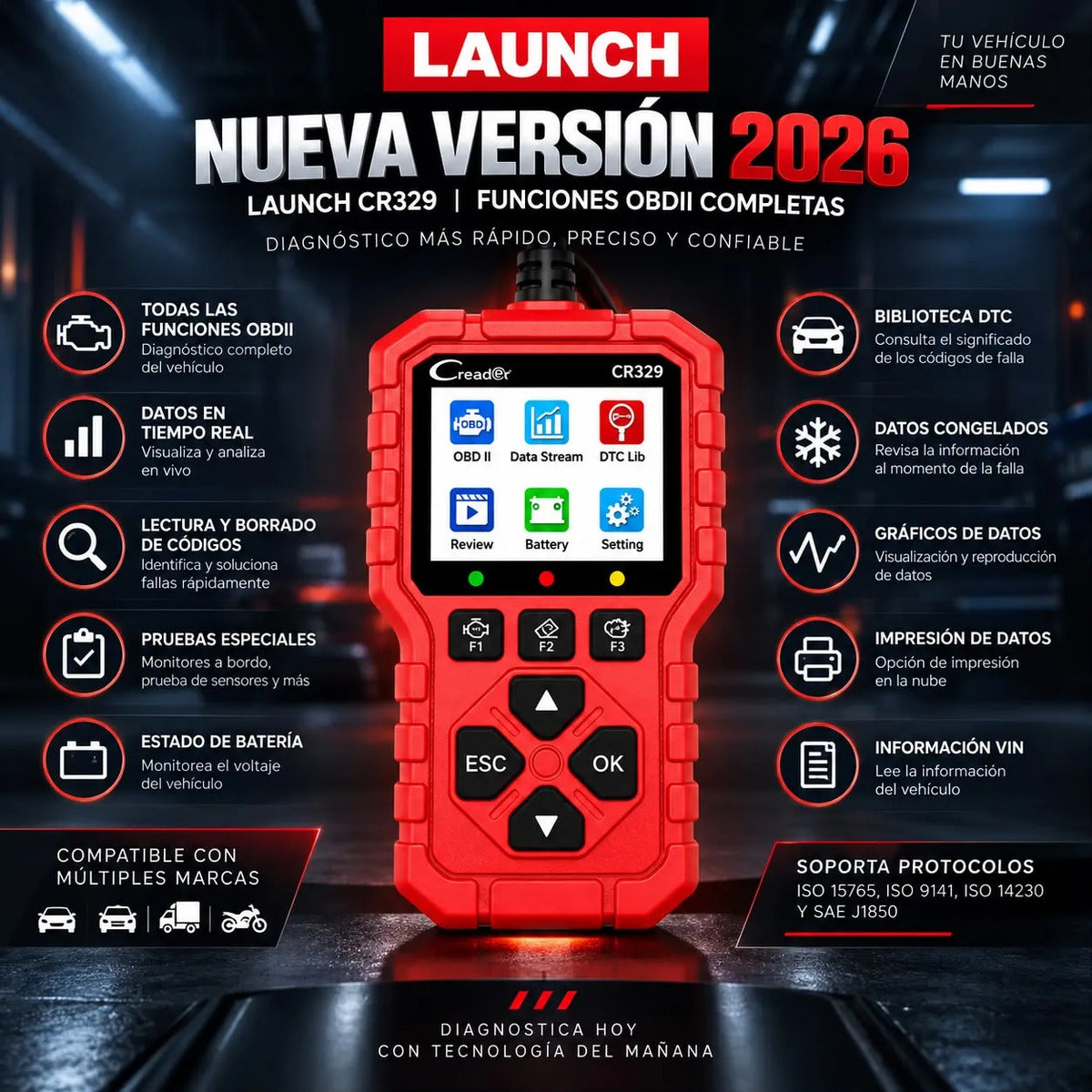 Escáner Obd2 Launch Creader 329/ Ultimo Modelo/ Automotriz