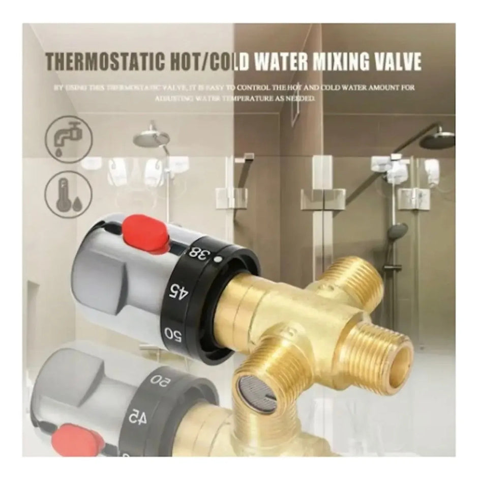 Válvula Mezcladora Termostática Ajustable Latón Baño