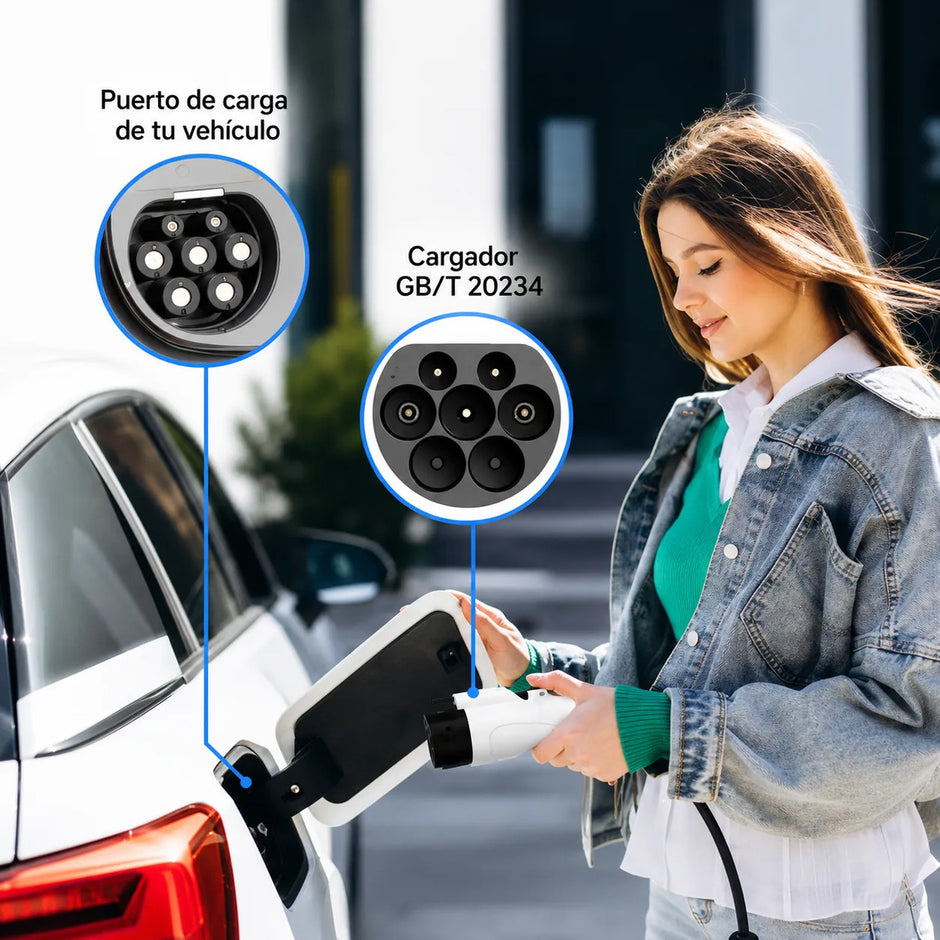 Cargador Ev Portátil GBT Tipo 1 Sae J1772 Con Wifi 3500w Blanco