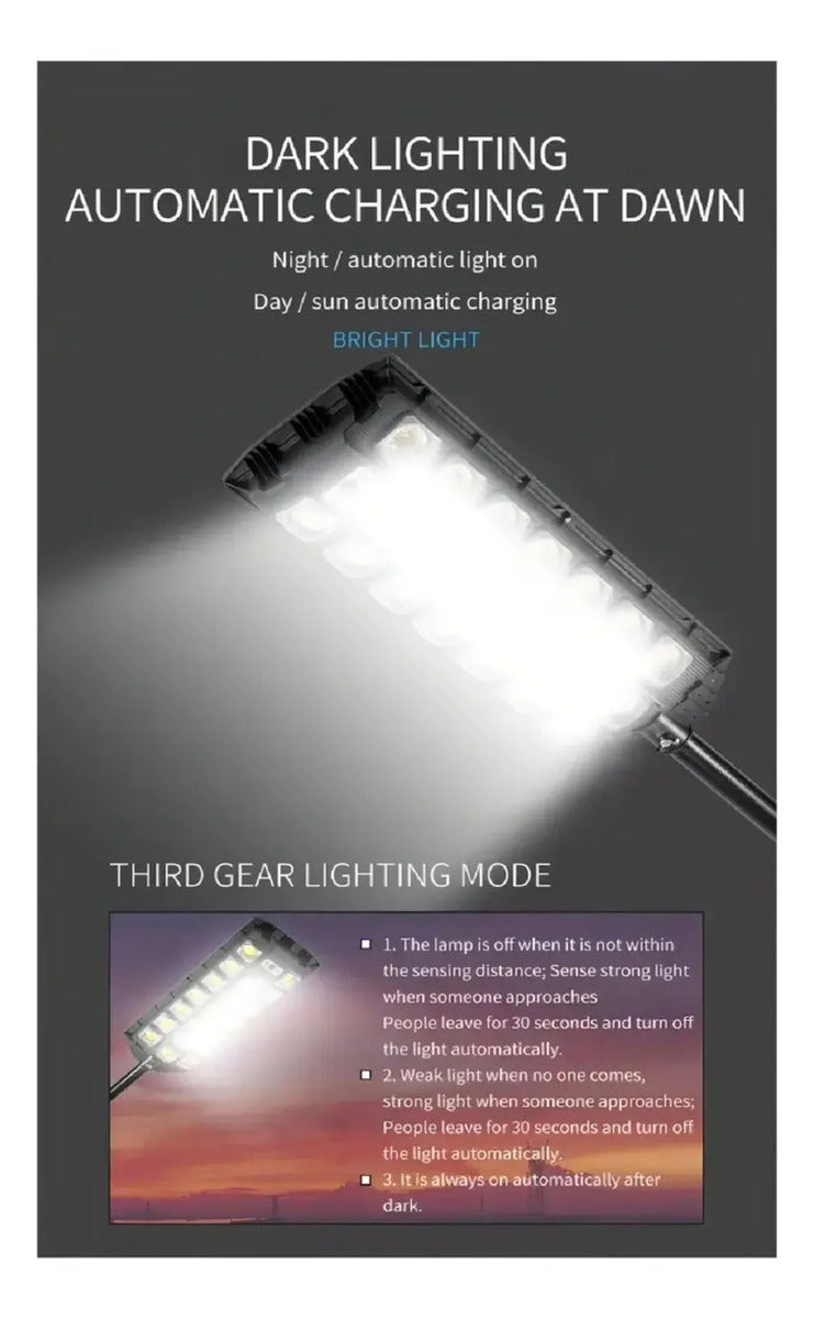 Foco Solar Led 1000w Exterior Ip65 Sensor Movimiento Control