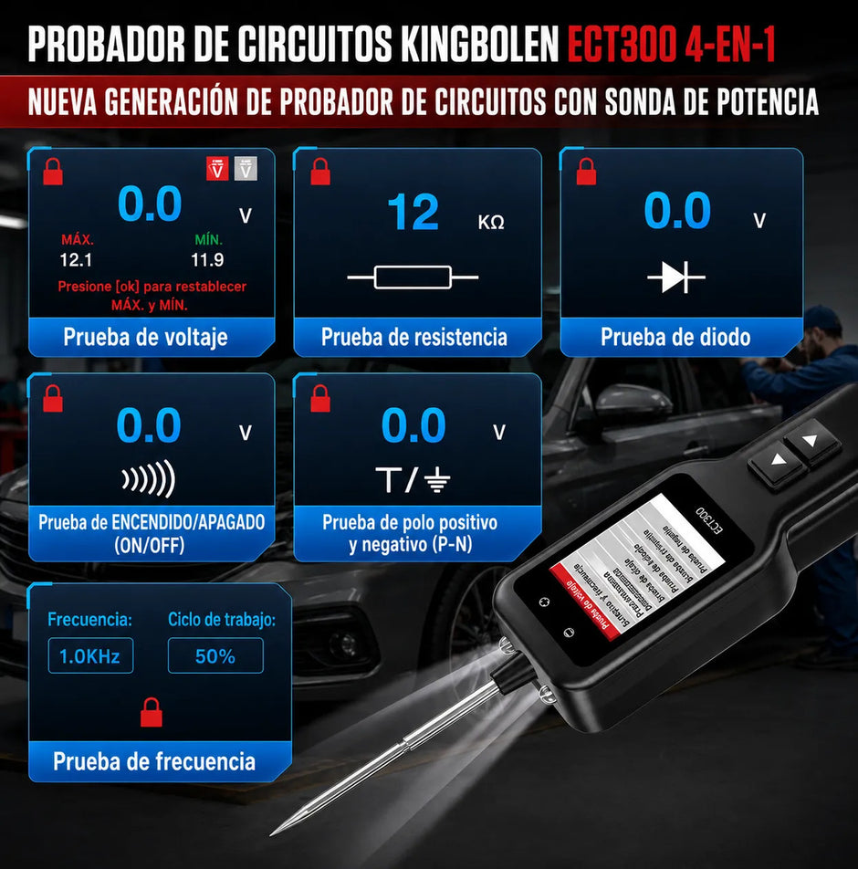 Probador De Circuito 4 En 1 Punta Lógica 0-80v 5 Metros