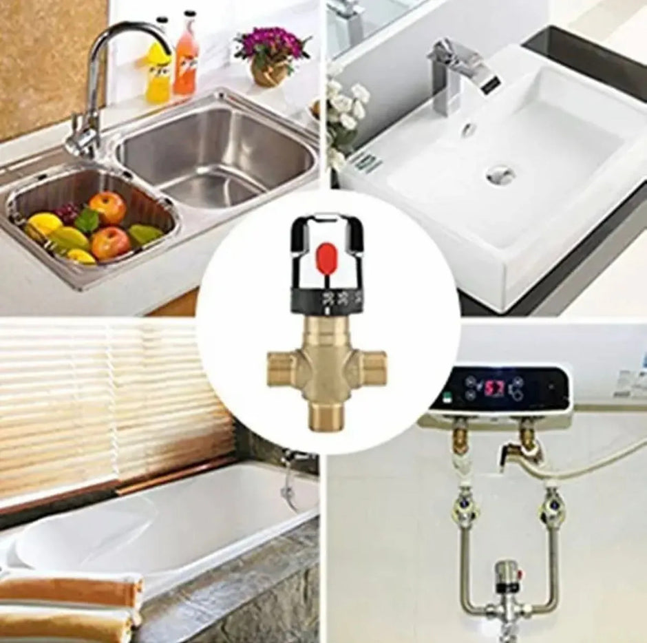 Válvula Mezcladora Termostática Ajustable Latón Baño