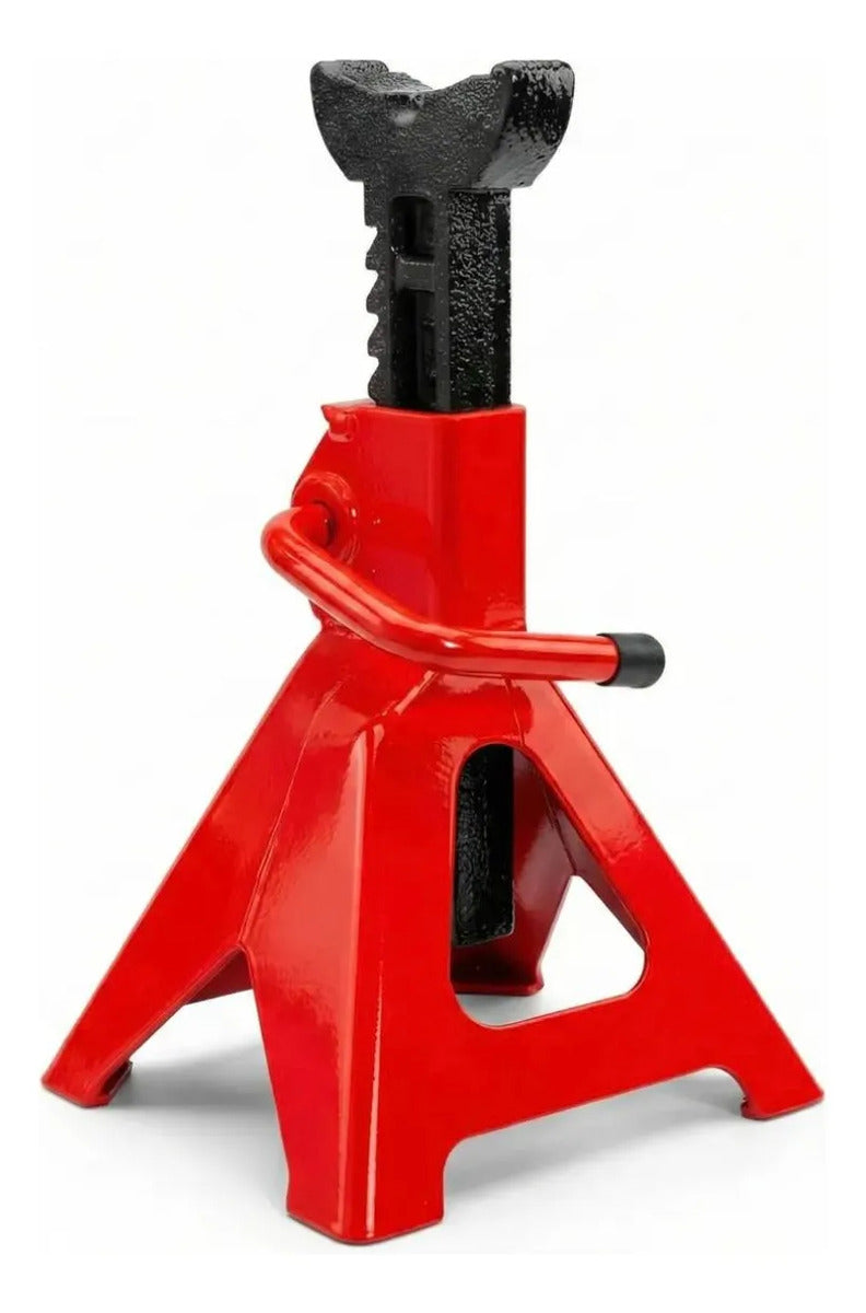 Set 2 Caballetes Auto 3 Toneladas Ajustables Acero Rojo