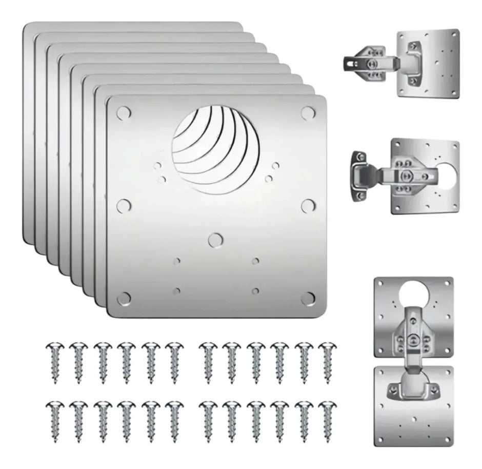 Kit 8 Placas Reparación Bisagras Acero + 48 Tornillos