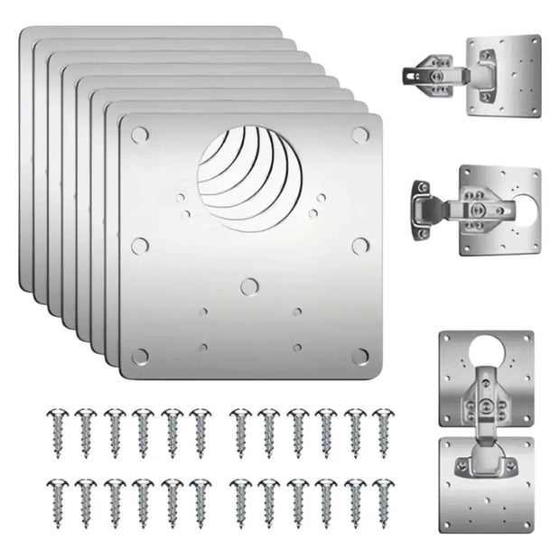 Kit 8 Placas Reparación Bisagras Acero + 48 Tornillos