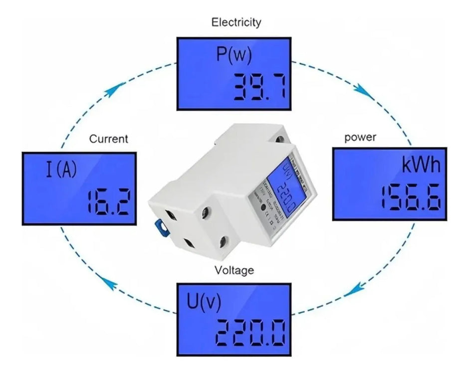 Medidor Digital Monofásico 50a Riel Din 220v
