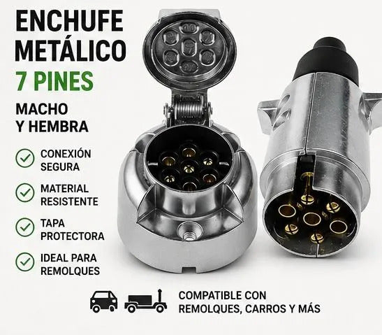 Set Enchufe Macho Hembra 7 Pines Remolque Trailer Arrastre