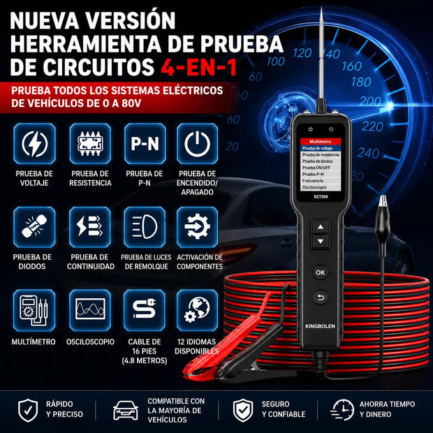 Probador De Circuito 4 En 1 Punta Lógica 0-80v 5 Metros