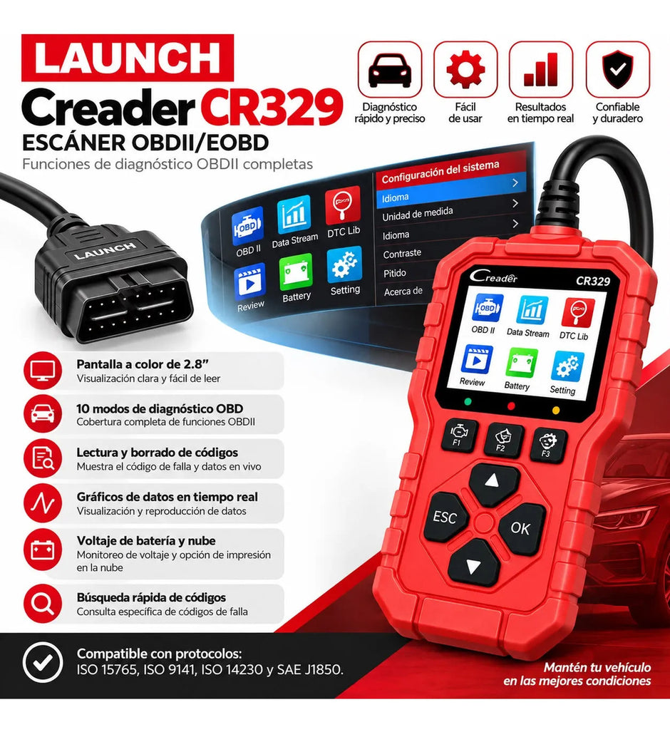 Escáner Obd2 Launch Creader 329/ Ultimo Modelo/ Automotriz