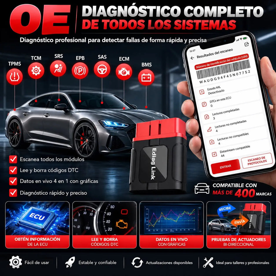Escáner Multimarca Ultima Versión Ediag Link Automotriz