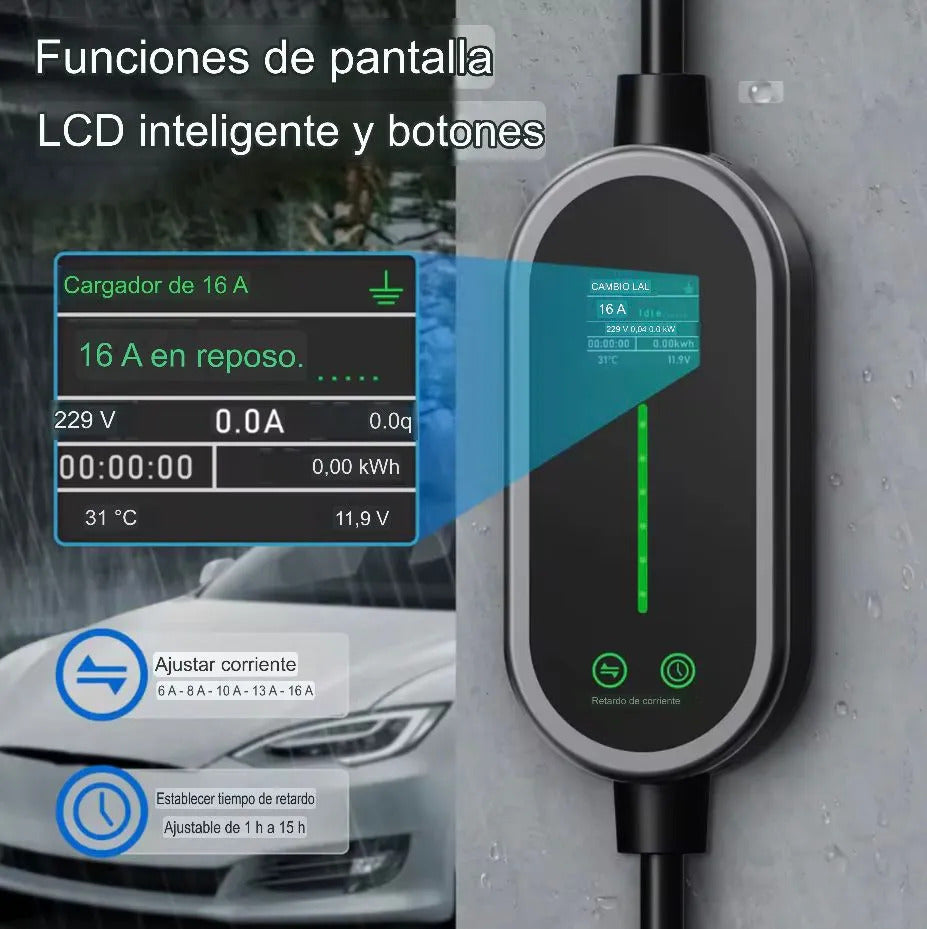 Cargador Ev Portátil Afeev Tipo 2 3.5kw 16a Wifi