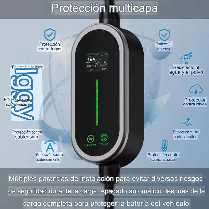 Cargador Ev Portátil Afeev Tipo 2 3.5kw 16a Wifi