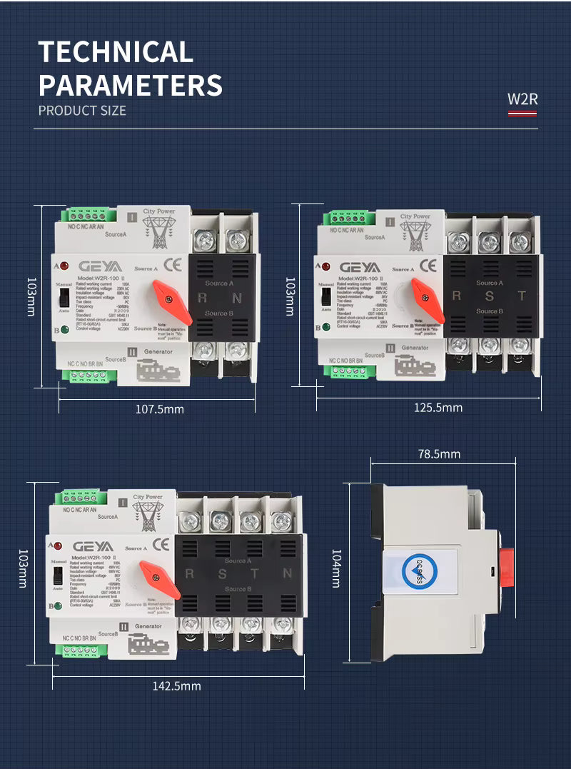 Interruptor Transferencia Automática Mini ATS GEYA