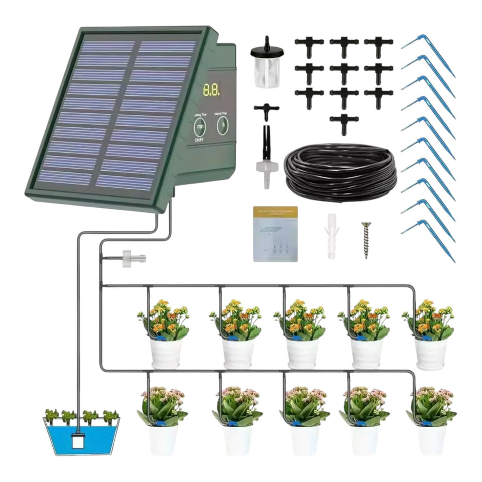 Kit De Riego Automático Solar por Goteo para Jardín y Maceta