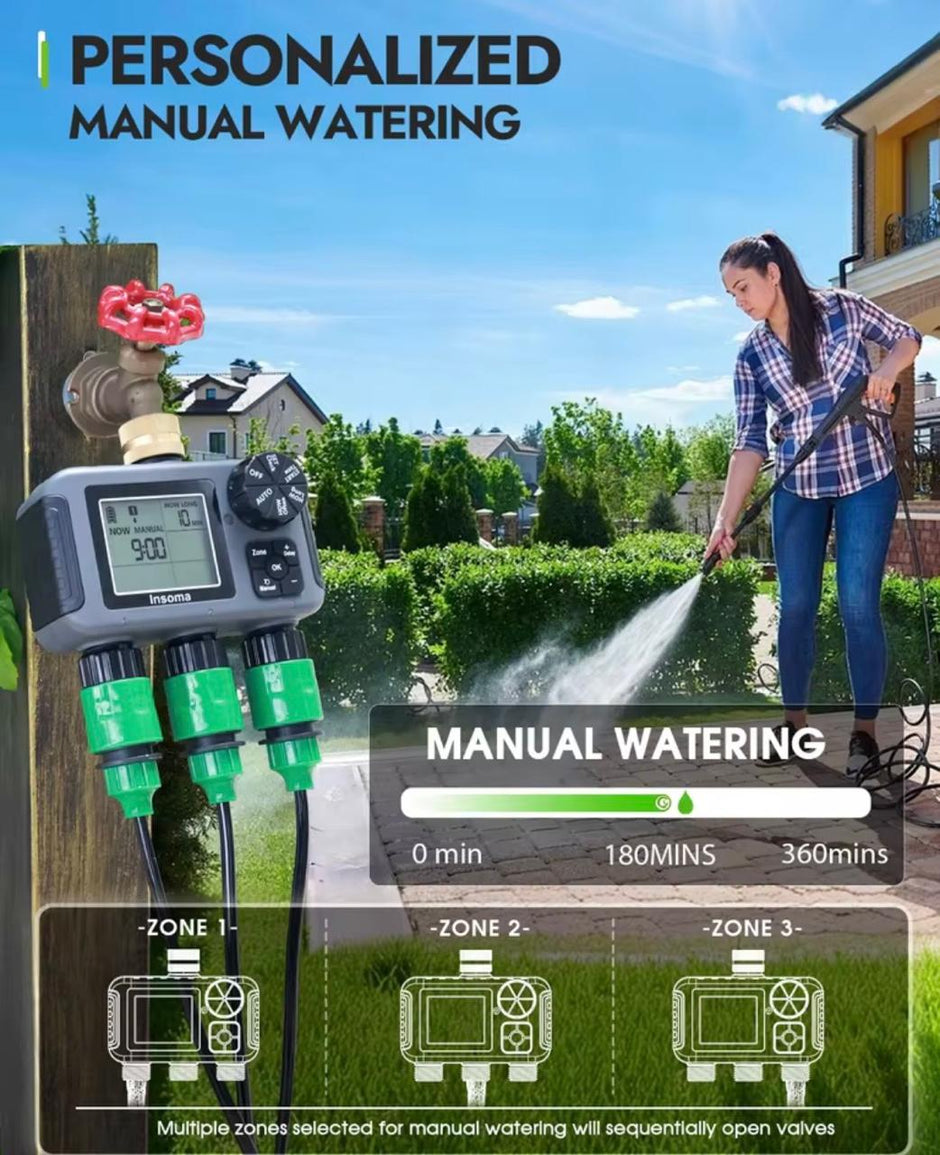 Temporizador de Riego Digital Automático 3 Salidas Lcd