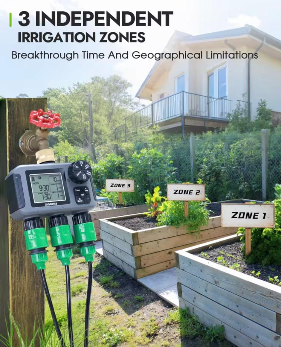 Temporizador de Riego Digital Automático 3 Salidas Lcd